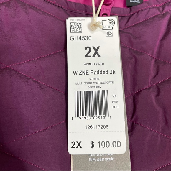 New Adidas Z.N.E. Padded Jacket Women's XXL GH4530 - Picture 4 of 10